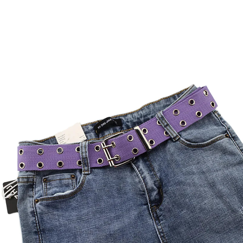 Double-Grommet Canvas Belt | Unisex Punk Style