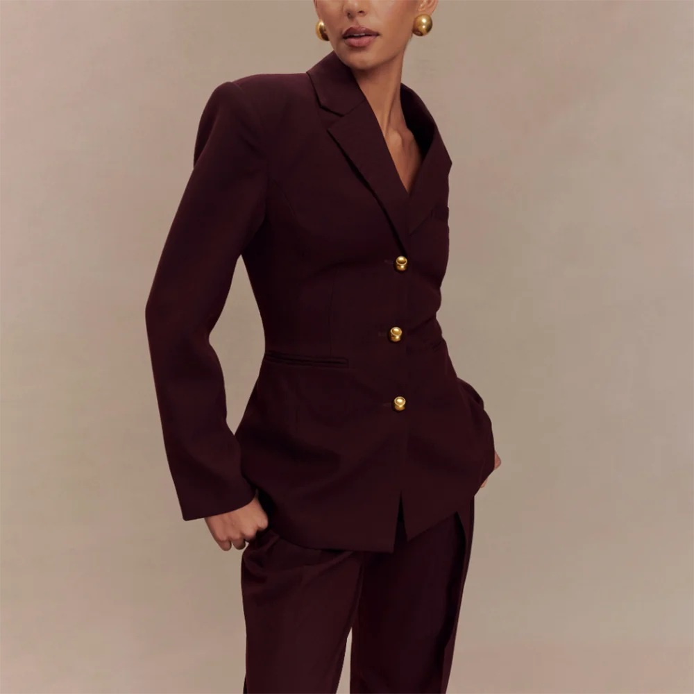 2025 Slim Fit Women Suit Customized Single-breasted Notch Lapel 2Pieces(Jacket+Pants) Business Office Lady Stretch Set