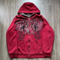 Y2K Street Gothic Hoodie Punk Classic Retro Skull Print Zipper Hip Hop Leisure Sweater New Personality Hoodie Street Wear