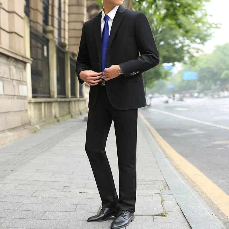 Men's M-10XL Spring New Wedding Fashion Handsome Suit Business Cargo Trousers Plus Size Two Sets Fat Friendly Clothing