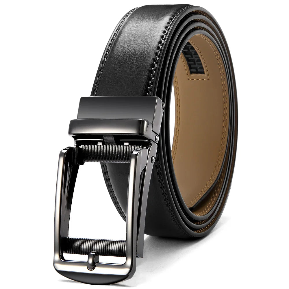 DOOPAI Mens Leather Belt  Automatic Genuine Leather Belts Leisure Fashion Ratchet Belts for Men Pants Waistband Ремень