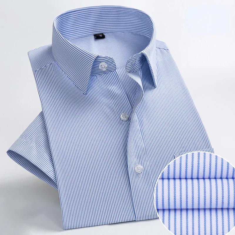 Plus Size Men's Social Short Sleeve Business Casual Shirts Brand Slim Fit Plain Dress Shirts White Black Red Multi-color KOACUS