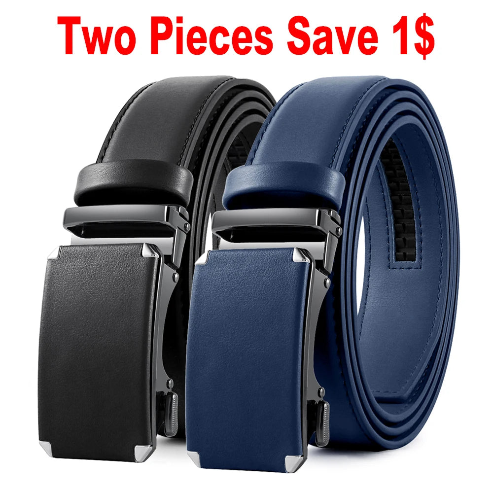 DOOPAI Mens Leather Belt  Automatic Genuine Leather Belts Leisure Fashion Ratchet Belts for Men Pants Waistband Ремень
