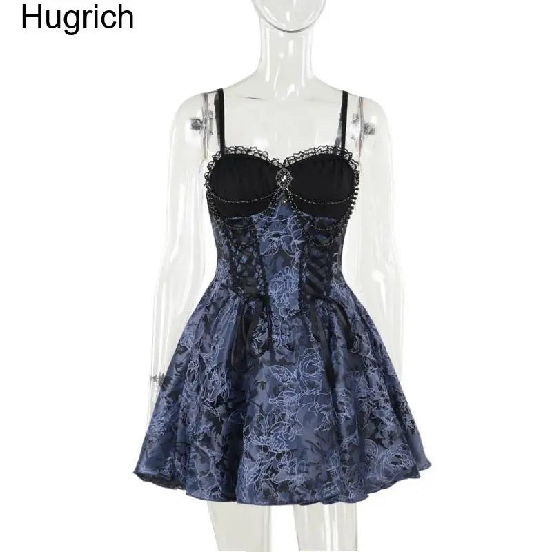 Gothic Lolita 2 Piece Outfit for Women Victorian Corset Lace Mini Dress with Lace Stand Collar Puff Sleeve Bolero Shrug Dark
