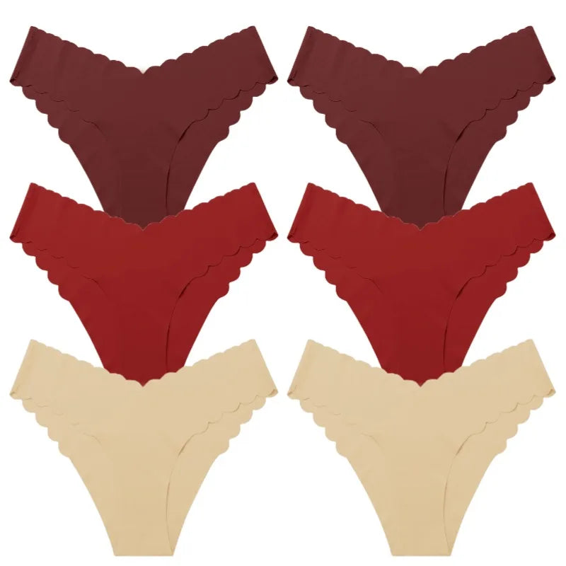 6Pcs/Set Women's Ruffles Panties Seamless Underwear for Woman Solid Comfortable Briefs Bikinis Lingerie Intimates XS-L Pantys