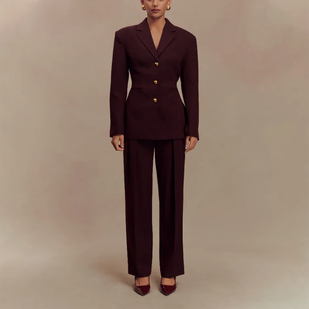 2025 Slim Fit Women Suit Customized Single-breasted Notch Lapel 2Pieces(Jacket+Pants) Business Office Lady Stretch Set
