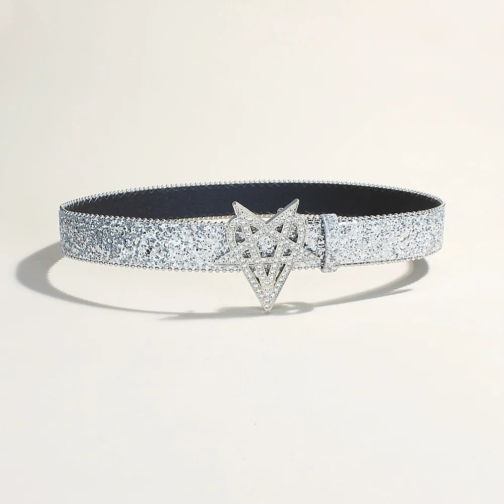 Y2k Women's Belt Brand Luxury Sequin Punk Metal Buckle Belt Fashion Waistband Jeans Pants Decor Belt