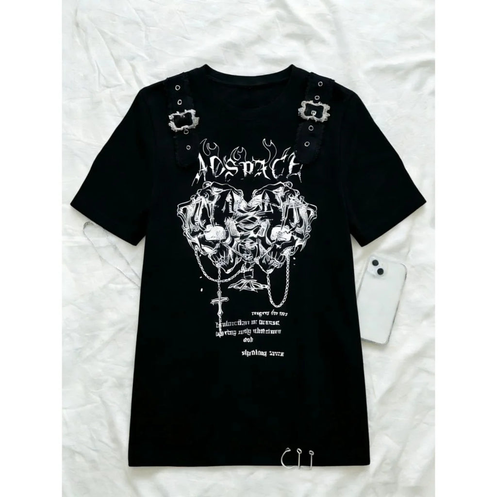Y2k T shirts Female Gothic Japanese Tees Casual Short Sleeve Cartoon Summer T-shirt Tops Women's Clothes Fashion New Clothing