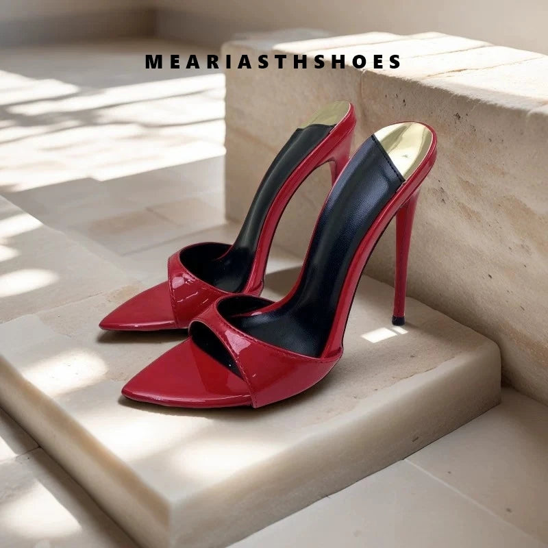 2025 New Summer Women's High-heeled Sandals Transparent High-heeled Slippers Stiletto Pointed Toe Slip-on High-heeled Sandals
