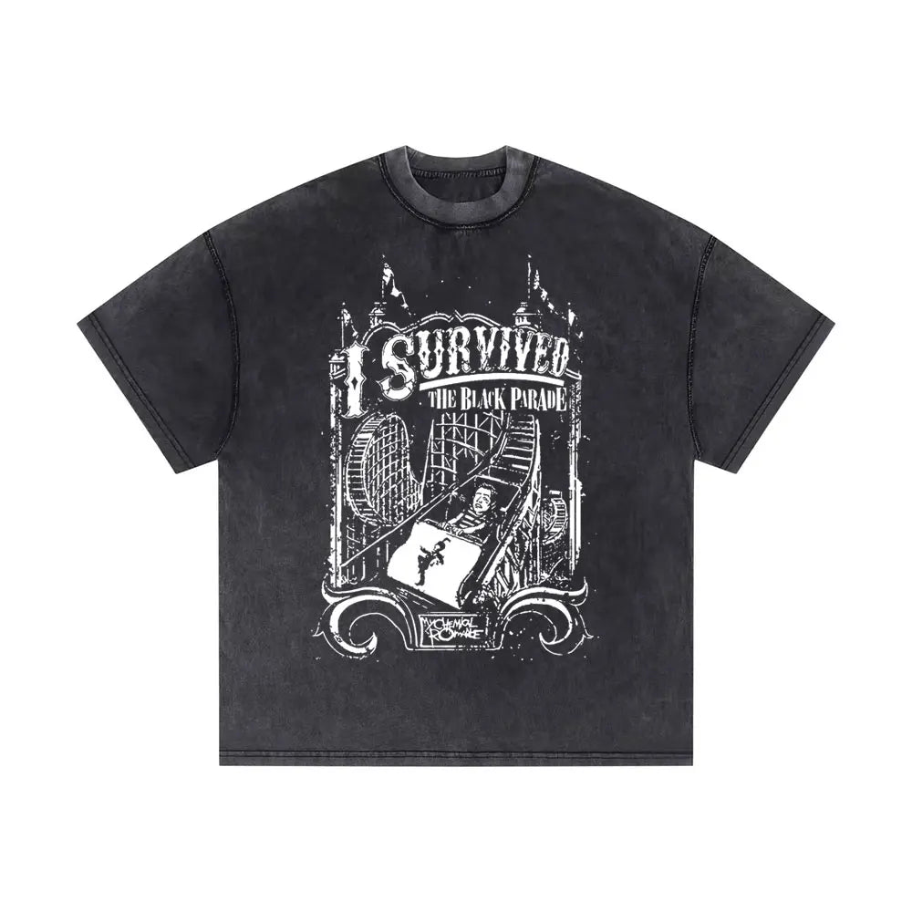 Washed Vintage Rock Band My Chemical Romance The Black Parade Tour 2025 T-shirt Men Women Retro Punk Emo Skeleton T Shirts Tops