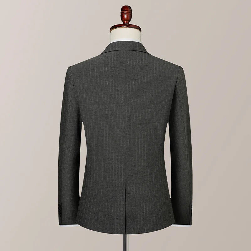 2026 New Men's Striped Suit (Suit + Trousers) Stylish and Handsome British Style Wedding Handsome Two-Piece Set