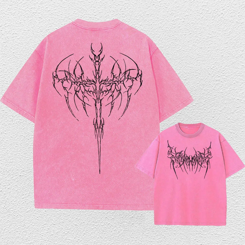 Y2k Acid Washed T Shirt Men Vintage Cotton T-shirts Harajuku Gothic Streetwear Soft Tees Girl Loose Fashion Print Tops Unisex