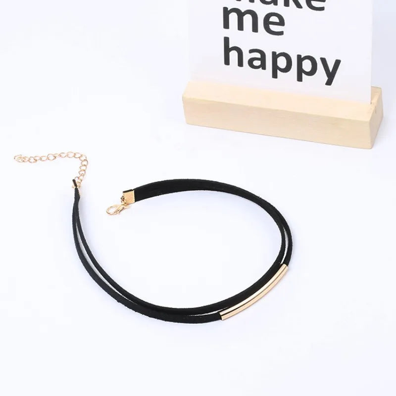 Gothic Style Personality Double Flannel Short Metal Pipe Pendant Necklace for Women Sexy Vintage Y2K Collar Jewelry Accessory