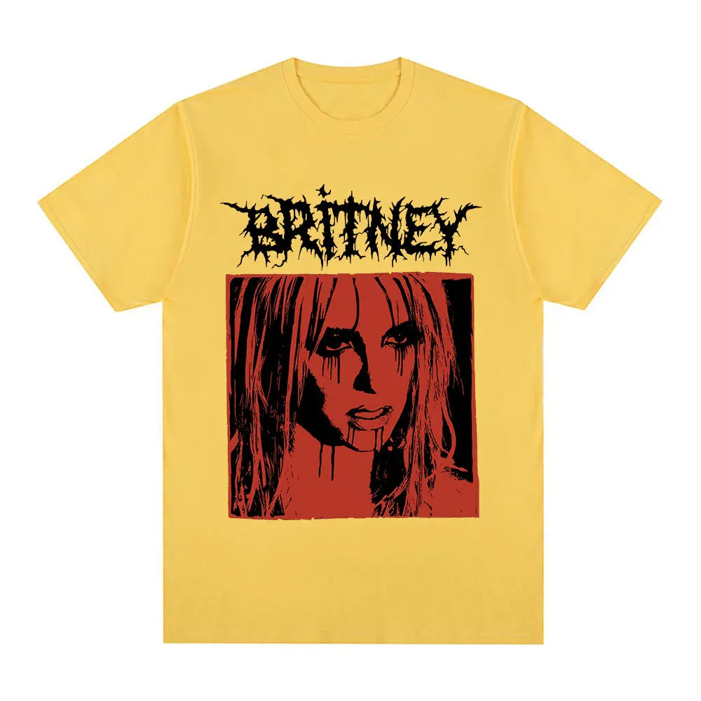 Britney Spears Metal Rock Graphic T-shirt Men Women Fashion Hip Hop T Shirts Harajuku Vintage Short Sleeve Tee Shirt Oversized