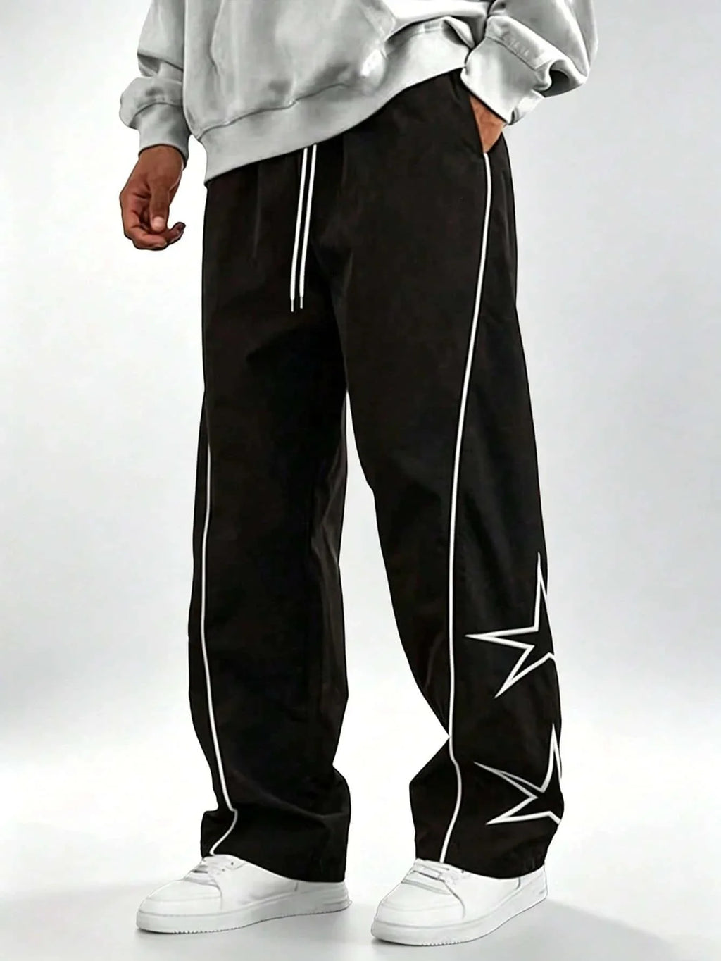 Y2K Star Printed Wide Leg Pants with European and American Hip-hop Street Style, Loose Hanging Casual Quick Drying Sports Pants