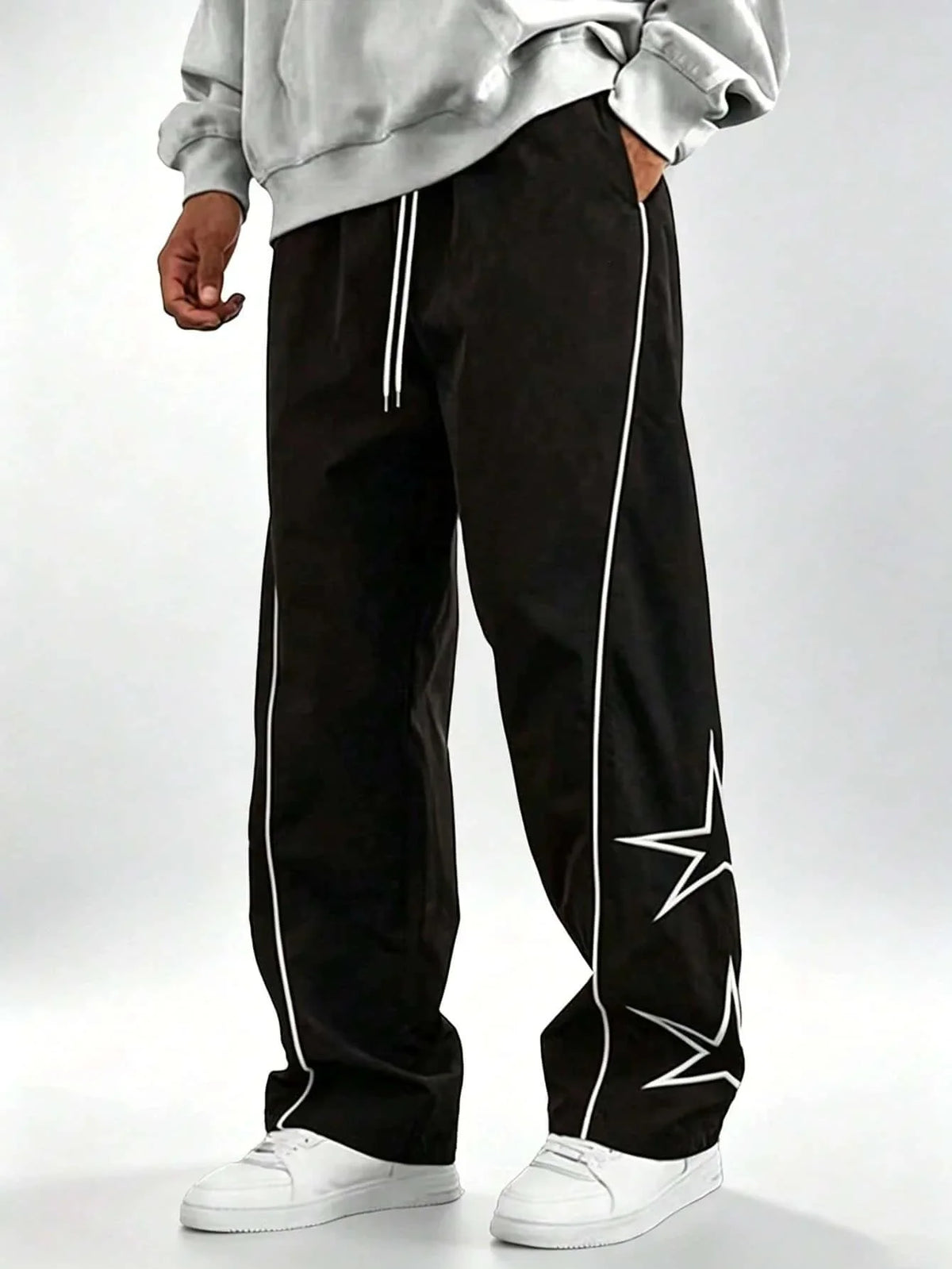 Y2K Star Printed Wide Leg Pants with European and American Hip-hop Street Style, Loose Hanging Casual Quick Drying Sports Pants