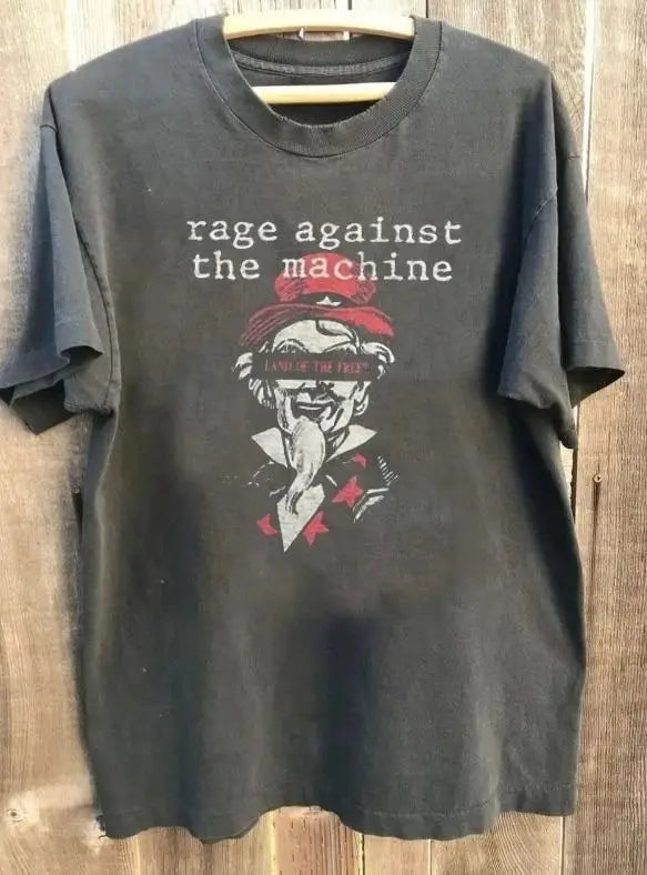 Angry Machine Rock Band Heavy T-shirt Vintage Rock Punk T Shirts Summer New Style Casual Fashion Streetwear Print Tops Unisex