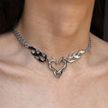 Gothic Flame Heart Choker Necklace