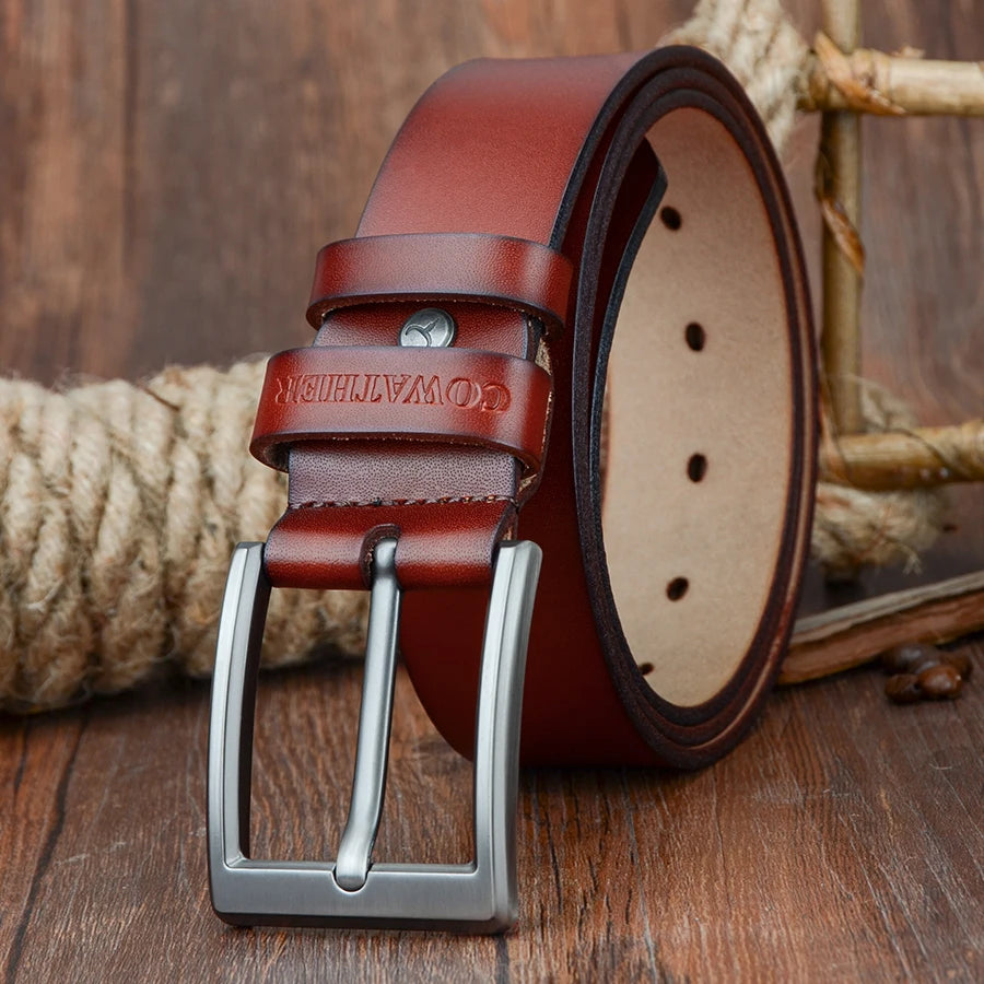 COWATHER 2021 men belt cow genuine leather luxury strap male belts for men new fashion classic vintage pin buckle dropshipping