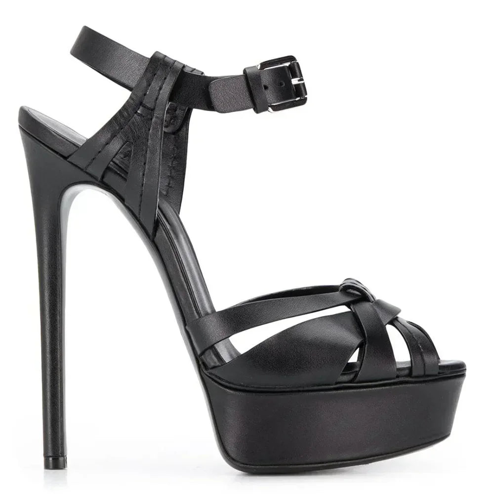【Measure Your Feet Length Before Order】Luxry Designer Women Stiletto High Heel Strappy Sandals Platform Dress Lady Shoe 7-I-SL-7