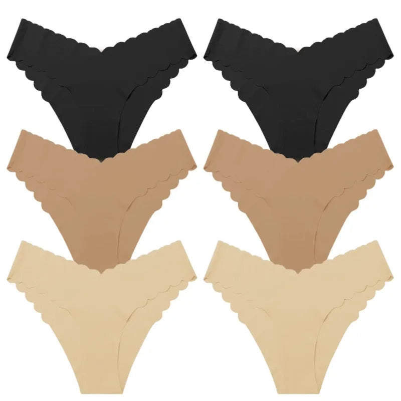 6Pcs/Set Women's Ruffles Panties Seamless Underwear for Woman Solid Comfortable Briefs Bikinis Lingerie Intimates XS-L Pantys