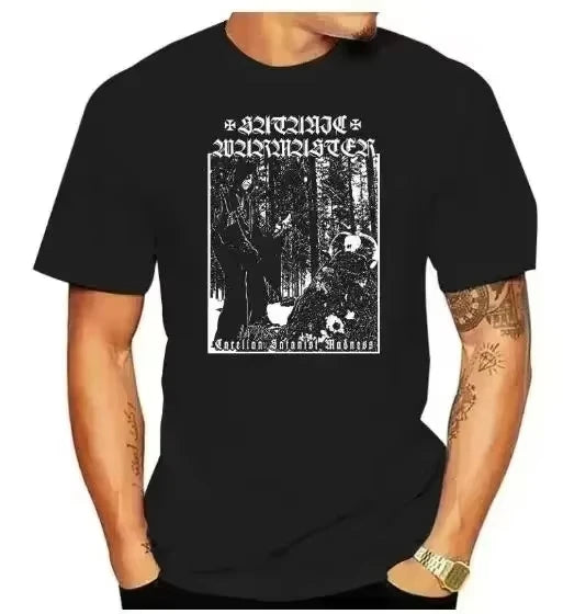 Black Heavy Metal Theme Winds Satanic Warmaster T-shirt Men Women Street Hip Hop Fashion Short Sleeve Cotton Casual Harajuku Tee