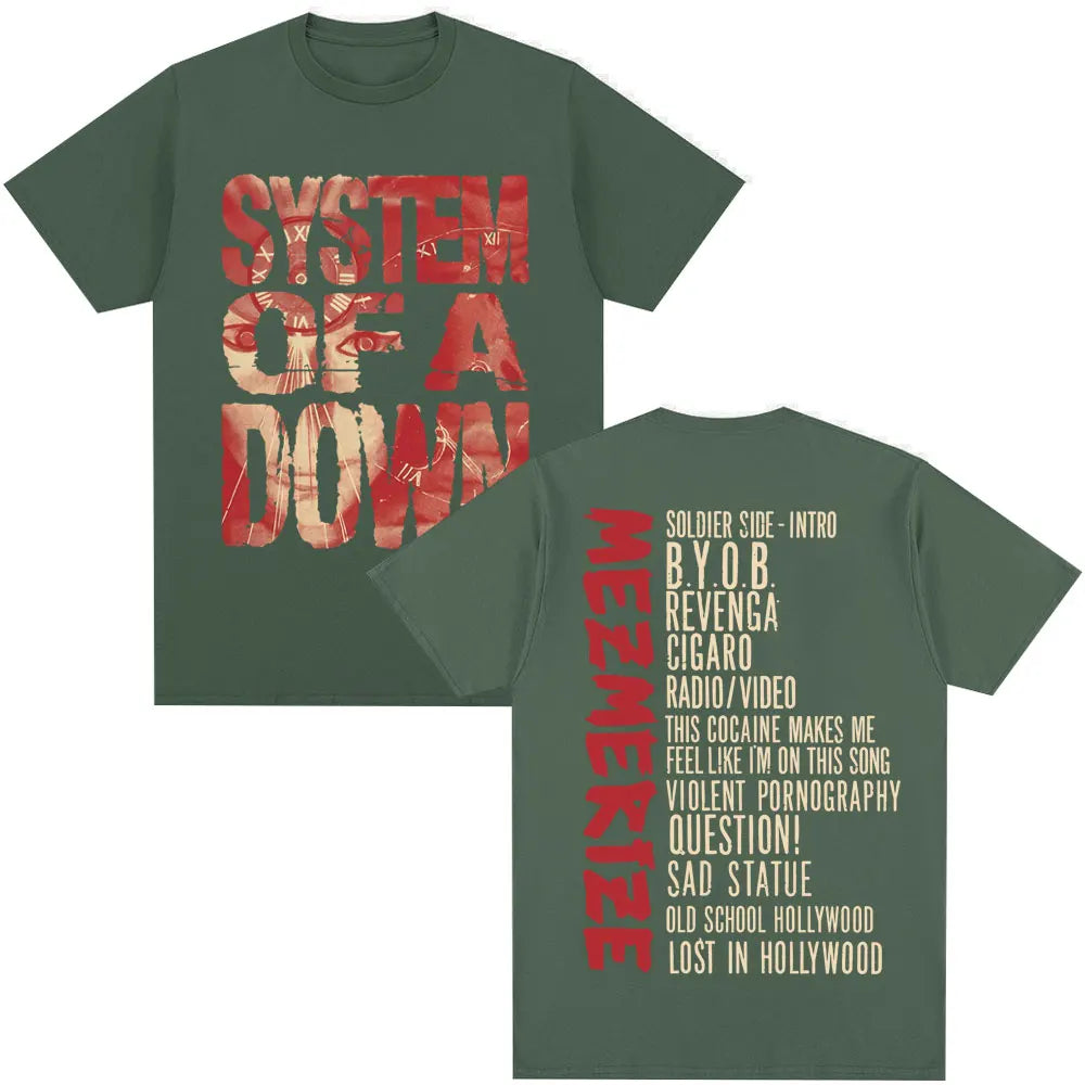 Rock Band System of A Down Mezmerize Album T Shirts Hip Hop Harajuku Vintage Gothic T-shirt Men Women Cotton Oversized T-shirts