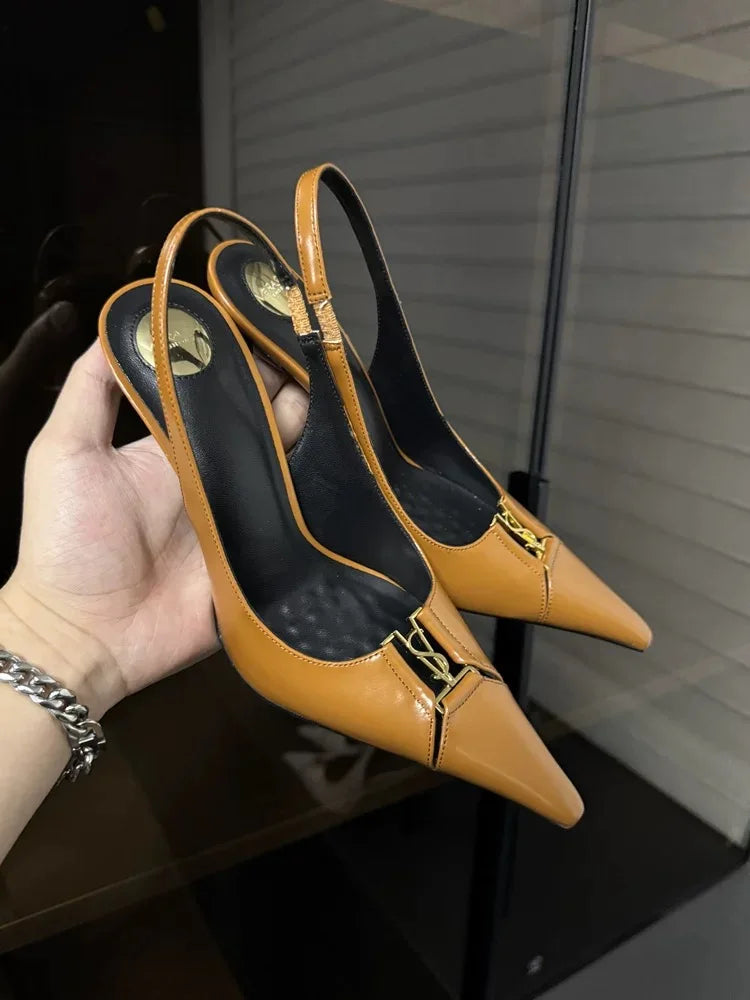 2025 New Summer Women's Sexy Mid-heel Pointed High Heels Women's Fashion Space Stiletto Sandals Women's White Single Shoes
