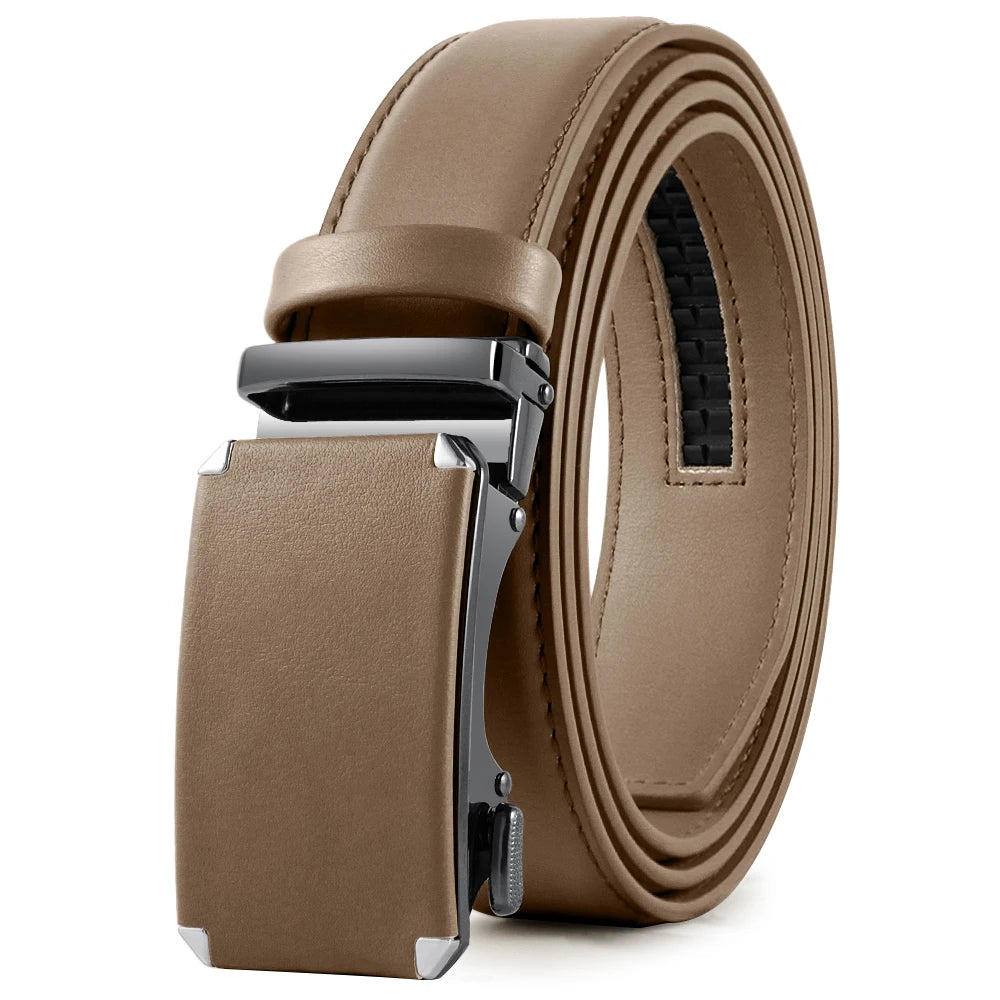 DOOPAI Mens Leather Belt  Automatic Genuine Leather Belts Leisure Fashion Ratchet Belts for Men Pants Waistband Ремень