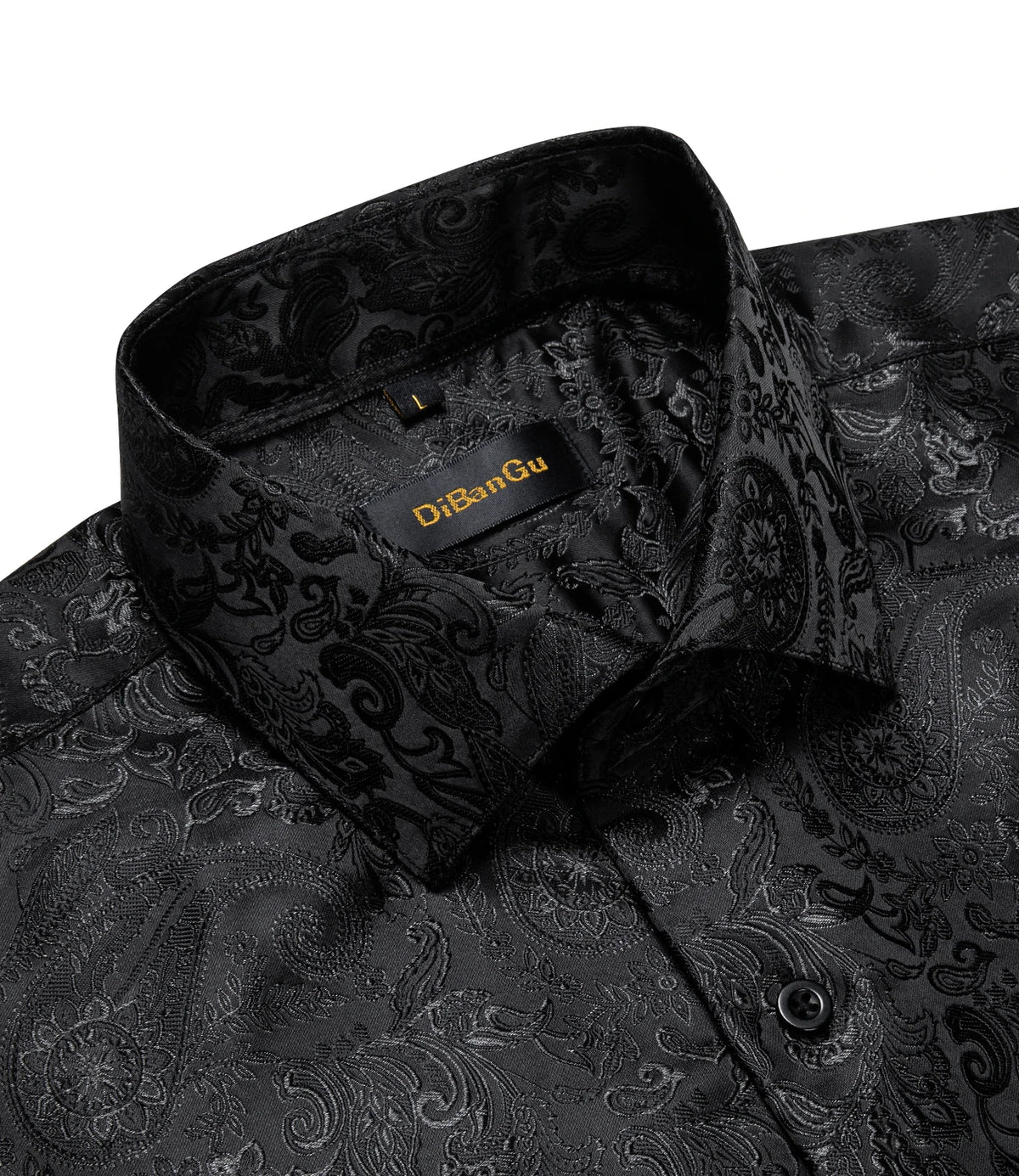 Men's Long Sleeve Black Paisley Dress Shirts Casual Tuxedo Social Shirt Luxury Designer Men Clothing