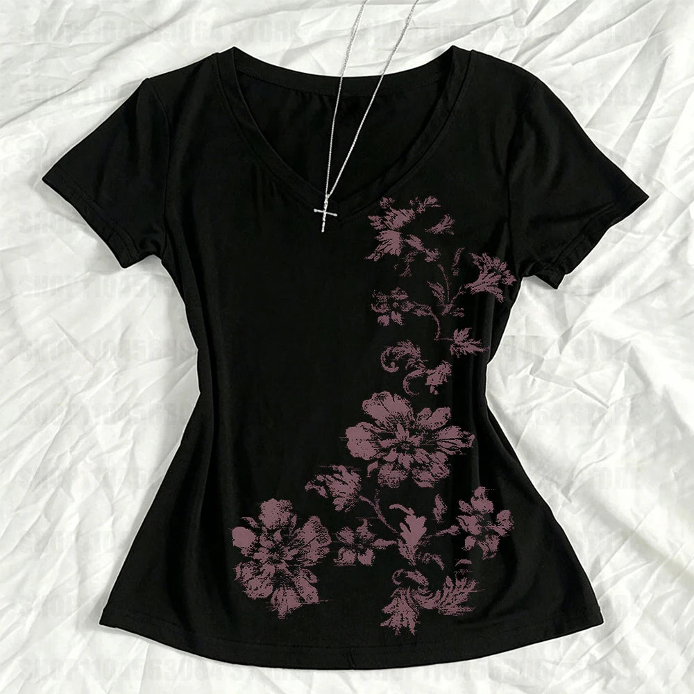 Graphic T-Shirt Y2K Style Women's Wear Vibrant Y2K 2000s Women's Tops Women's Short Sleeve Casual Cute Girl Style Tokyo Harajuku