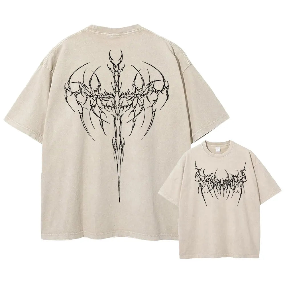 Y2k Acid Washed T Shirt Men Vintage Cotton T-shirts Harajuku Gothic Streetwear Soft Tees Girl Loose Fashion Print Tops Unisex