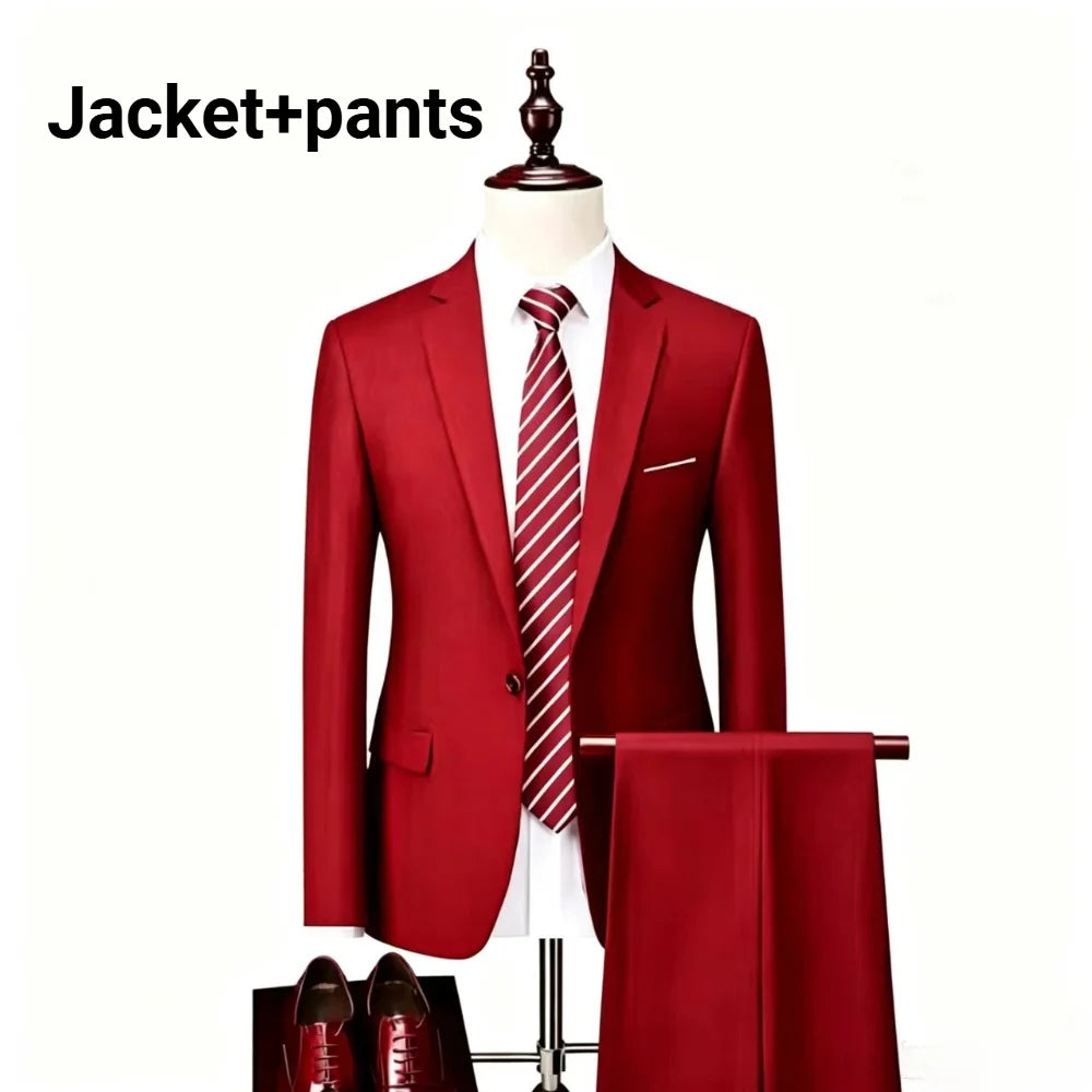 Men Slim Fit 3 Pieces Suit Set Lightweight Business Office Party Blazer Vest Pants Formal Male Tuxedo Suit For Prom Daily Wear