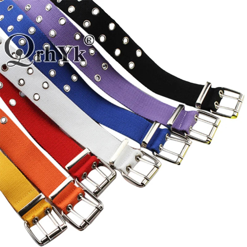 Double-Grommet Canvas Belt | Unisex Punk Style