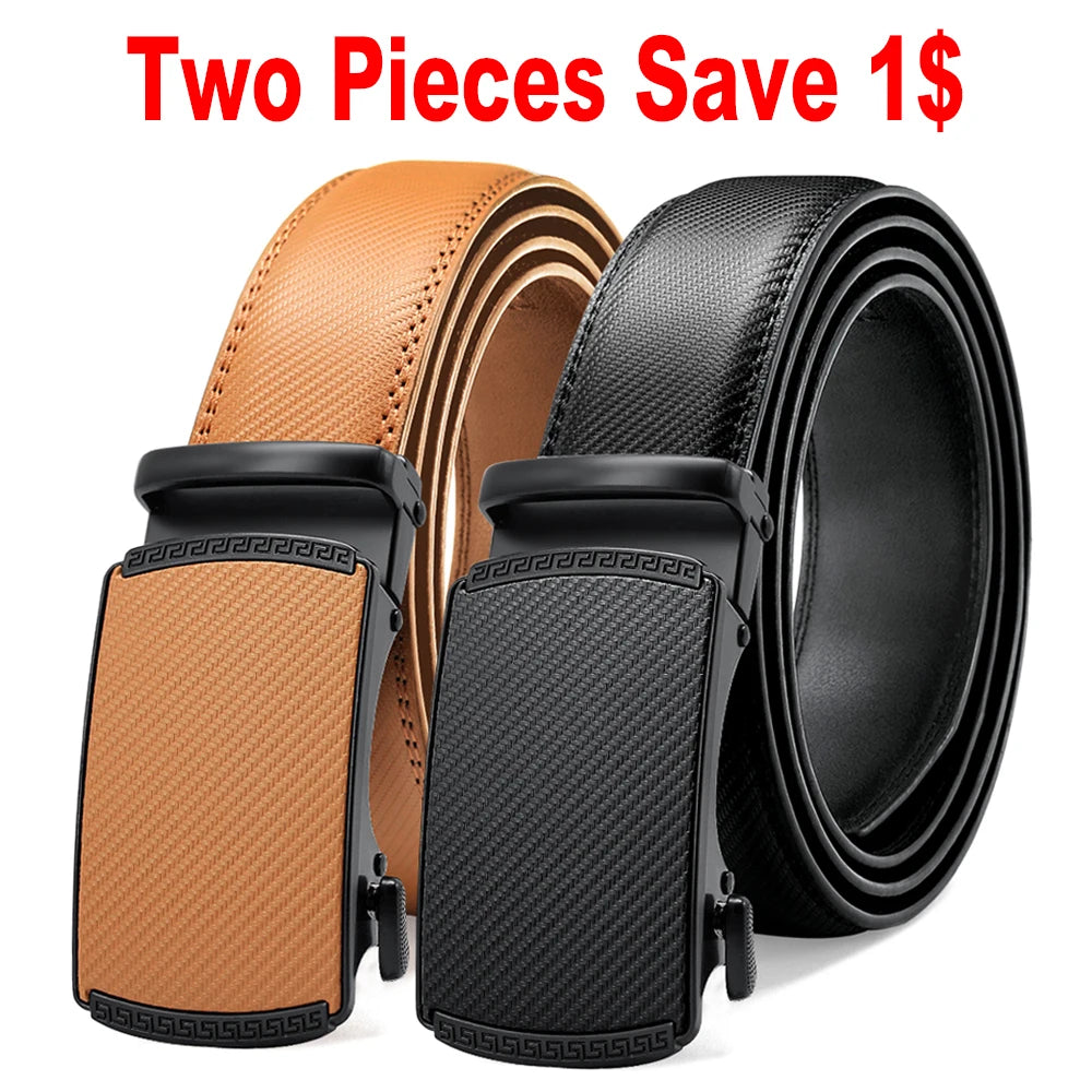 DOOPAI Mens Leather Belt  Automatic Genuine Leather Belts Leisure Fashion Ratchet Belts for Men Pants Waistband Ремень