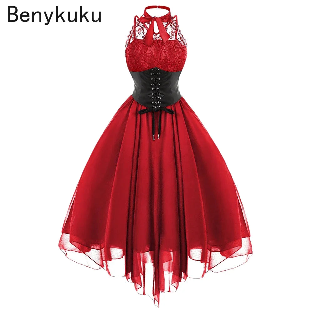 Victorian Gothic Halter Corset-Style Dress