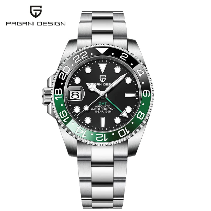 PAGANI DESIGN 40mm Luxury GMT Men Mechanical Watch Top Sapphire Glass 361L Stainless Steel 100m Waterproof Men's Automatic Mechanical Watches
