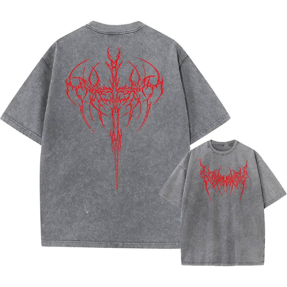 Y2k Acid Washed T Shirt Men Vintage Cotton T-shirts Harajuku Gothic Streetwear Soft Tees Girl Loose Fashion Print Tops Unisex
