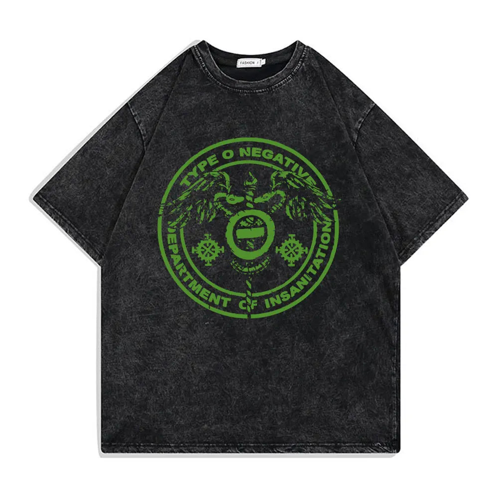 Washed Vintage Type O Negative Who Will Save The Sane Tshirt Men Women Rock Metal Gothic T-shirt Man Oversized Cotton T Shirts