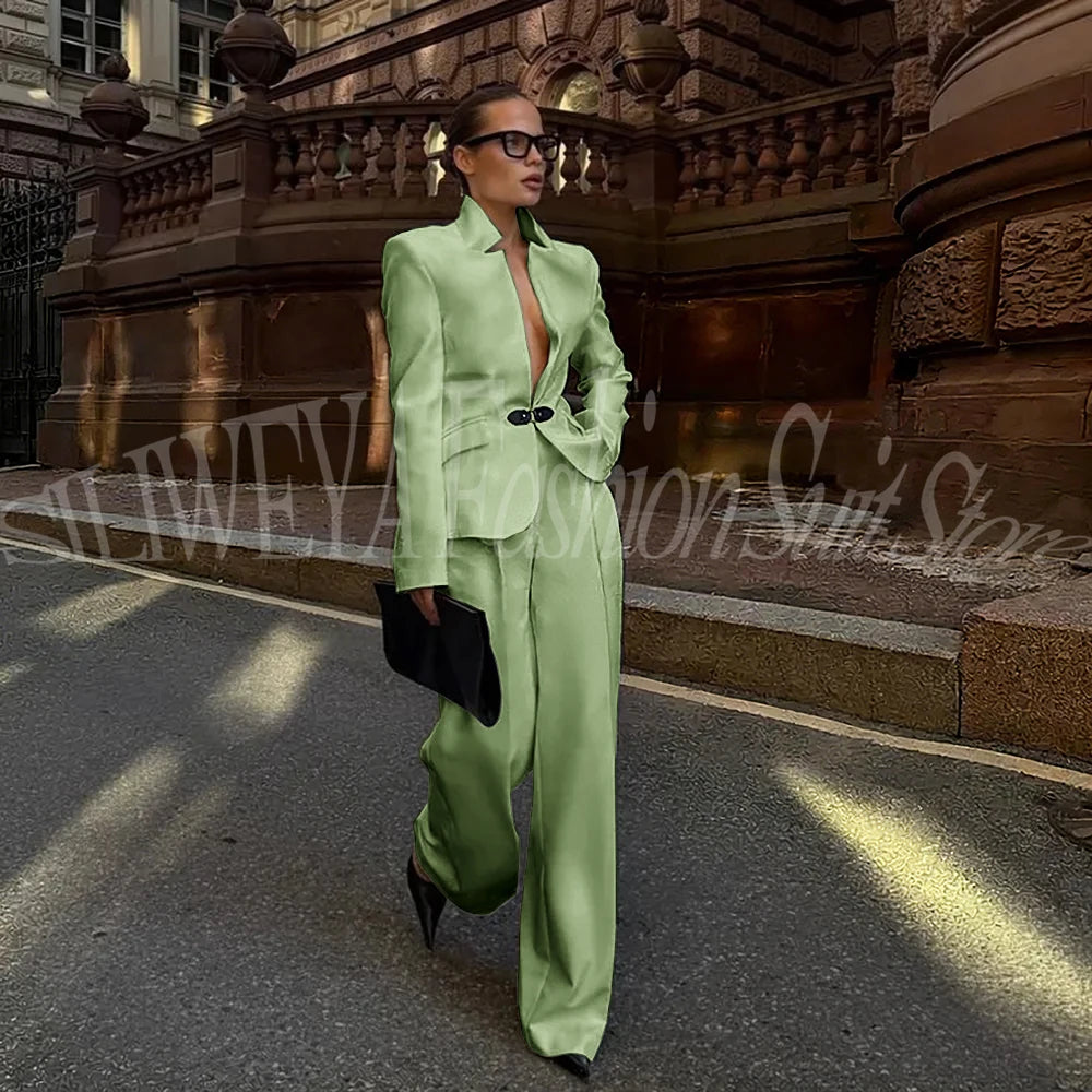 Luxury White Suit For Women 2 Pieces Jacket Pants Office Lady Chic Outfits Fashion Trousers Smart Casual Female Blazer Set