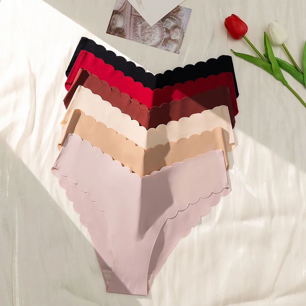 6Pcs/Set Women's Ruffles Panties Seamless Underwear for Woman Solid Comfortable Briefs Bikinis Lingerie Intimates XS-L Pantys