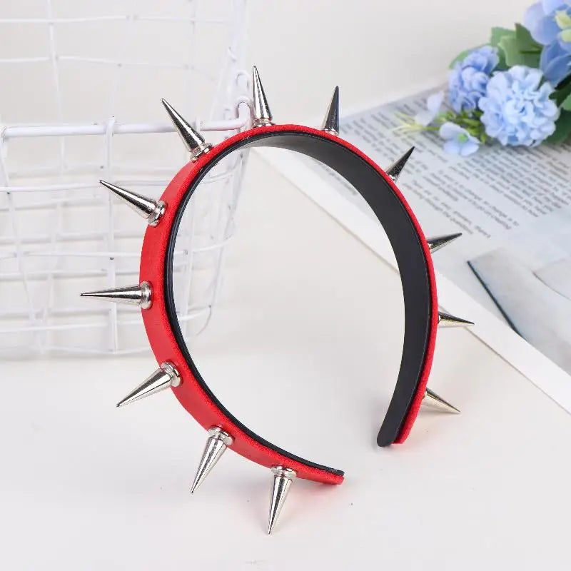 Gothic Punk Headband for Girls Decorative Rivets Lace Fancy Halloween Cosplay Accessories Women Gift Ideas