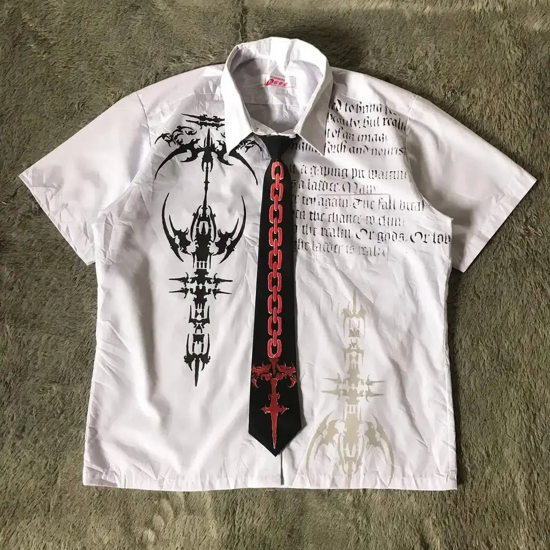 Y2K Black Affliction Retro T-Shirt Skull Holy Writ Letter Printing Tee Harajuku Fashion Goth Short Sleeves Tops Unisex