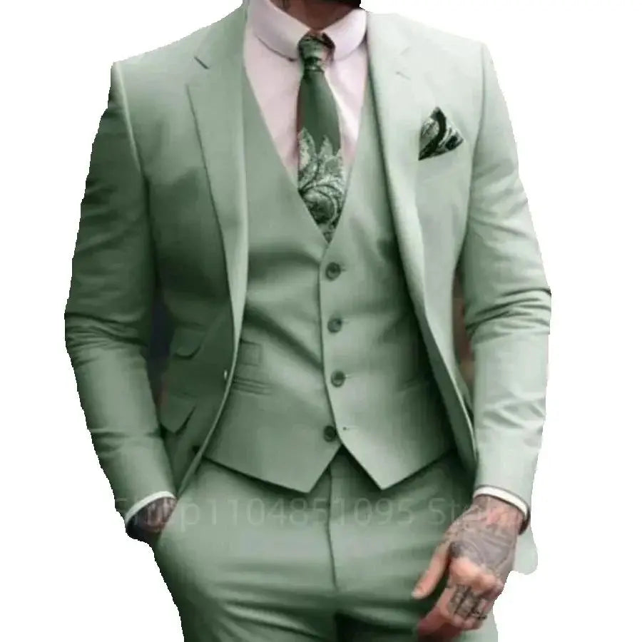 Latest 3 Pieces Sets Formal Slim Fit Men's Suit Elegant Groom Tuxedos Wedding Business Party Suits Notch Lapel Blazer MaleBlazer