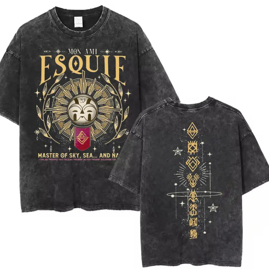 Game Clair Obscur Expédition 33 Vintage Washed T Shirts Men's Women Casual High Quality Cotton T-shirt Fans Streetwear