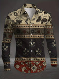 New Men's White Rose Pattern 3D Printed Shirt, High-Quality Casual and Fashionable Long Sleeved Shirt, Lapel Top