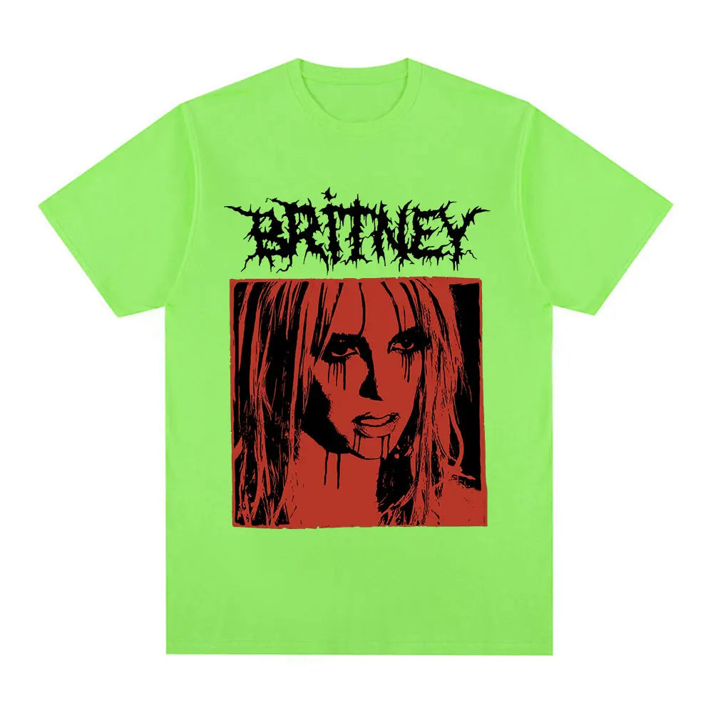 Britney Spears Metal Rock Graphic T-shirt Men Women Fashion Hip Hop T Shirts Harajuku Vintage Short Sleeve Tee Shirt Oversized