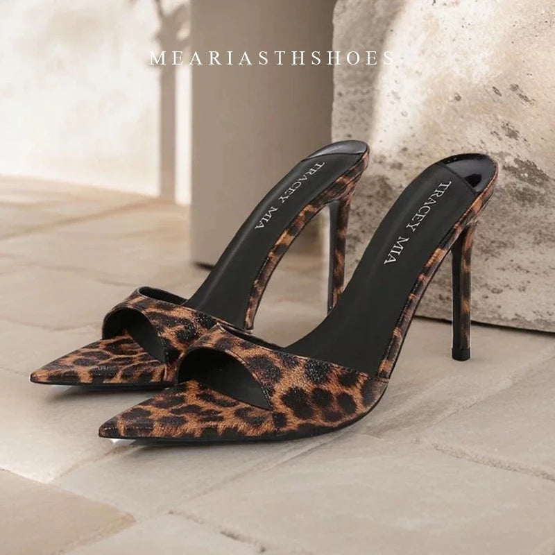 2025 New Summer Women's High-heeled Sandals Transparent High-heeled Slippers Stiletto Pointed Toe Slip-on High-heeled Sandals