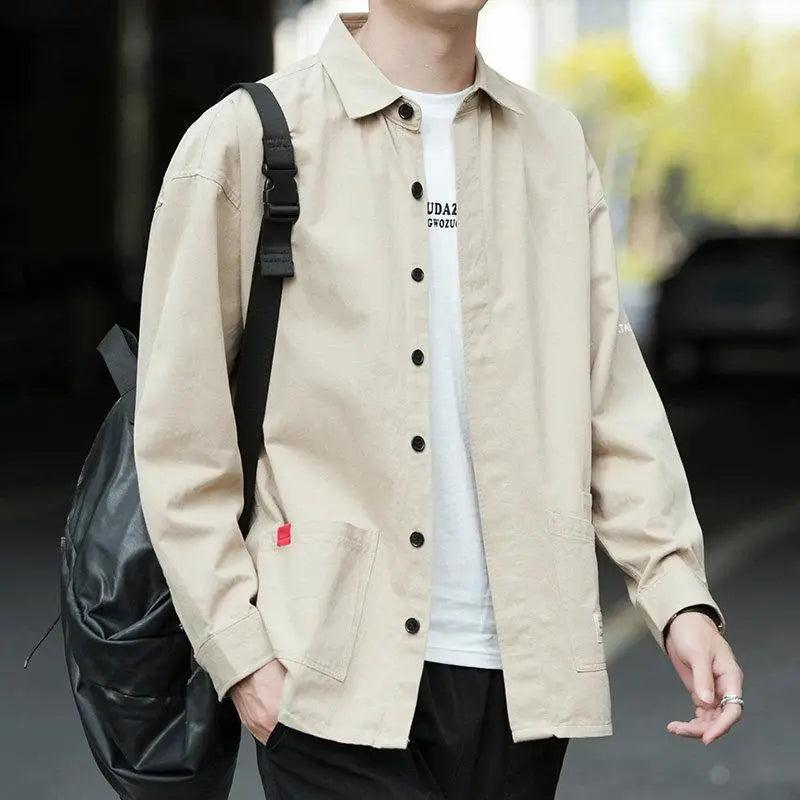 Men's Work Shirt Casual Long Sleeve Spring Summer Construction Site Wear Resistant Dirt Proof Sun Protection Outerwear