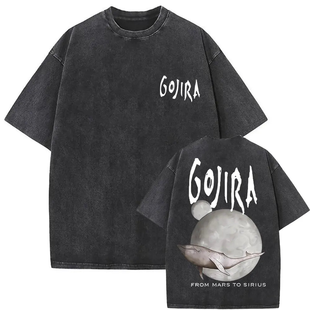 Washed Vintage Metal Rock Band Gojira The Flesh Alive T-shirt Men Women Fashion Oversized T Shirts Men's Casual Cotton T-shirts